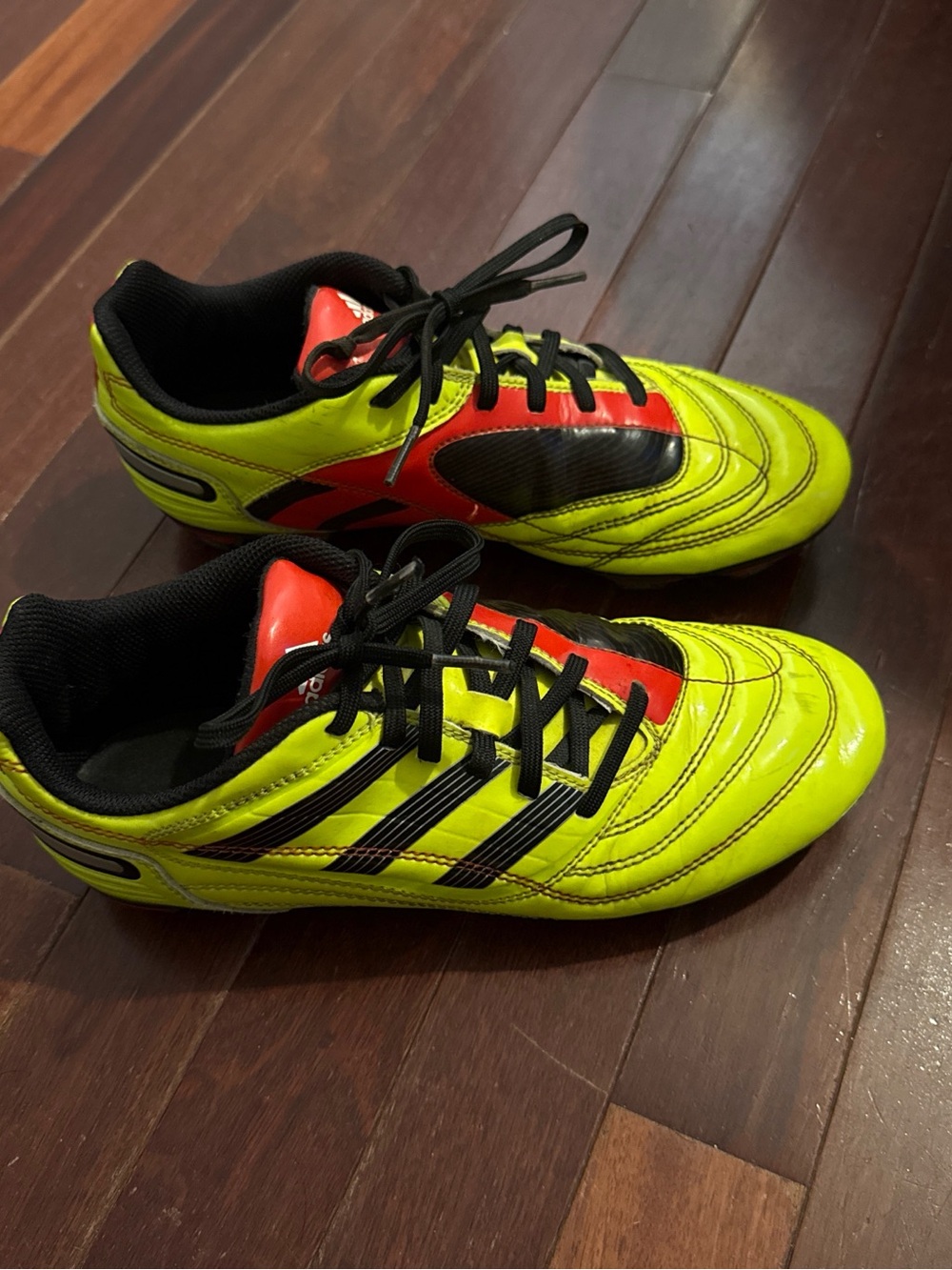 adidas Kids Neon Yellow & Red Soccer Sneakers